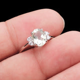 Natural Green Amethyst & CZ Ring 925 Sterling Silver Gemstone Ring Handmade Jewelry