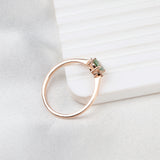 Natural Green Sapphire & CZ Ring 925 Sterling Silver Gemstone Ring Handmade Jewelry