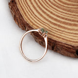 Natural Green Sapphire & CZ Ring 925 Sterling Silver Gemstone Ring Handmade Jewelry