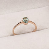Natural Green Sapphire & CZ Ring 925 Sterling Silver Gemstone Ring Handmade Jewelry