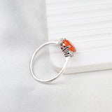 Natural Carnelian & CZ Ring 925 Sterling Silver Gemstone Ring Handmade Jewelry