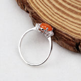 Natural Carnelian & CZ Ring 925 Sterling Silver Gemstone Ring Handmade Jewelry