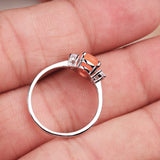 Natural Carnelian & CZ Ring 925 Sterling Silver Gemstone Ring Handmade Jewelry