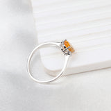 Natural Citrine & CZ Ring 925 Sterling Silver Gemstone Ring Handmade Jewelry