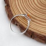 Natural Citrine & CZ Ring 925 Sterling Silver Gemstone Ring Handmade Jewelry