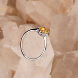 Natural Citrine & CZ Ring 925 Sterling Silver Gemstone Ring Handmade Jewelry