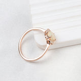 Natural Fire Opal & CZ Ring 925 Sterling Silver Gemstone Ring Handmade Jewelry