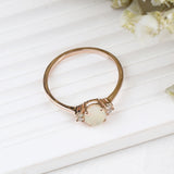 Natural Fire Opal & CZ Ring 925 Sterling Silver Gemstone Ring Handmade Jewelry