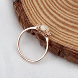 Natural Fire Opal & CZ Ring 925 Sterling Silver Gemstone Ring Handmade Jewelry