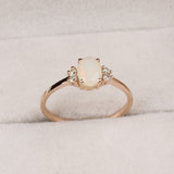 Natural Fire Opal & CZ Ring 925 Sterling Silver Gemstone Ring Handmade Jewelry