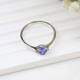Natural Tanzanite & CZ Ring 925 Sterling Silver Gemstone Ring Handmade Jewelry