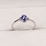 Natural Tanzanite & CZ Ring 925 Sterling Silver Gemstone Ring Handmade Jewelry