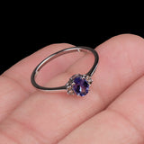 Natural Tanzanite & CZ Ring 925 Sterling Silver Gemstone Ring Handmade Jewelry