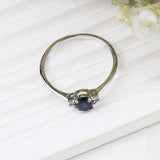 Natural Blue Sapphire & CZ Ring 925 Sterling Silver Gemstone Ring Handmade Jewelry