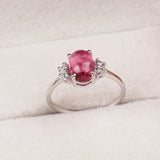 Natural Pink Tourmaline & CZ Ring 925 Sterling Silver Gemstone Ring Handmade Jewelry
