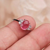 Natural Pink Tourmaline & CZ Ring 925 Sterling Silver Gemstone Ring Handmade Jewelry