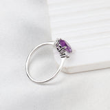 Natural Amethyst & CZ Ring 925 Sterling Silver Gemstone Ring Handmade Jewelry