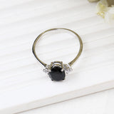 Natural Black Onyx & CZ Ring 925 Sterling Silver Gemstone Ring Handmade Jewelry
