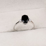 Natural Black Onyx & CZ Ring 925 Sterling Silver Gemstone Ring Handmade Jewelry