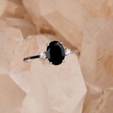 Natural Black Onyx & CZ Ring 925 Sterling Silver Gemstone Ring Handmade Jewelry