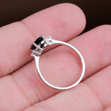 Natural Black Onyx & CZ Ring 925 Sterling Silver Gemstone Ring Handmade Jewelry