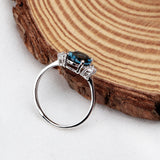 Natural London Blue Topaz & CZ Ring 925 Sterling Silver Handmade Ring