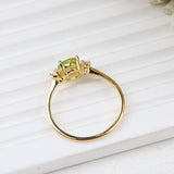 Peridot Gold Plated Ring Natural Green Gemstone with CZ Side Stones Three Stone Design