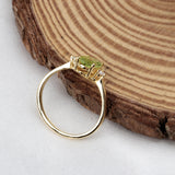 Peridot Gold Plated Ring Natural Green Gemstone with CZ Side Stones Three Stone Design