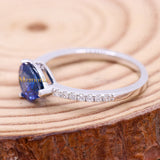 Natural Blue Sapphire Gemstone With Diamond 18k White Gold Ring