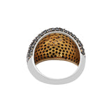 Natural Black Spinel and Cubic Zircon 925 Silver Gold Plated Ring