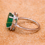 Natural Emerald Gemstone & Diamond Ring In 18k White Gold