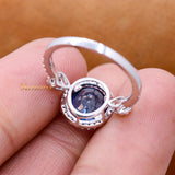 Natural Blue Sapphire Gemstone With Diamond 18k White Gold Ring