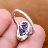 Natural Blue Sapphire Gemstone With Diamond 18k White Gold Ring