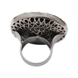 Designer Black Diamond 925 Sterling Silver Black Rhodium Cocktail Ring