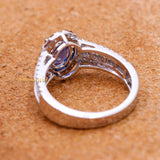 Classy Natural Blue Sapphire Gemstone With Diamond 18k White Gold Ring