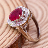 Natural Ruby Gemstone With Diamond 18k White Gold Ring