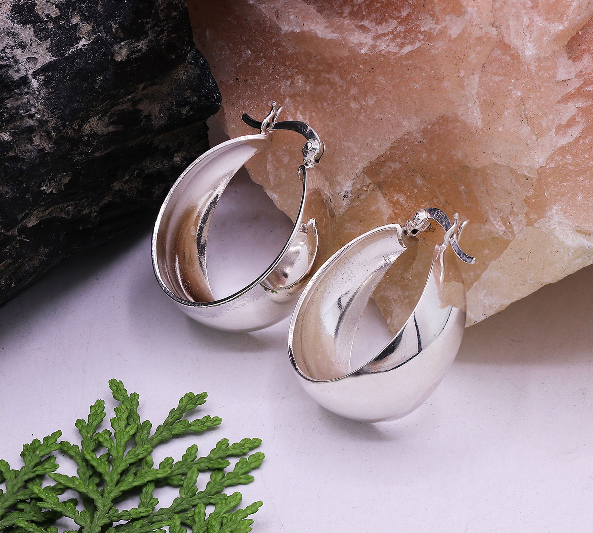 925 Sterling Silver Chunky Hoop Earrings