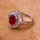 Natural Ruby Gemstone With Diamond 18k White Gold Ring