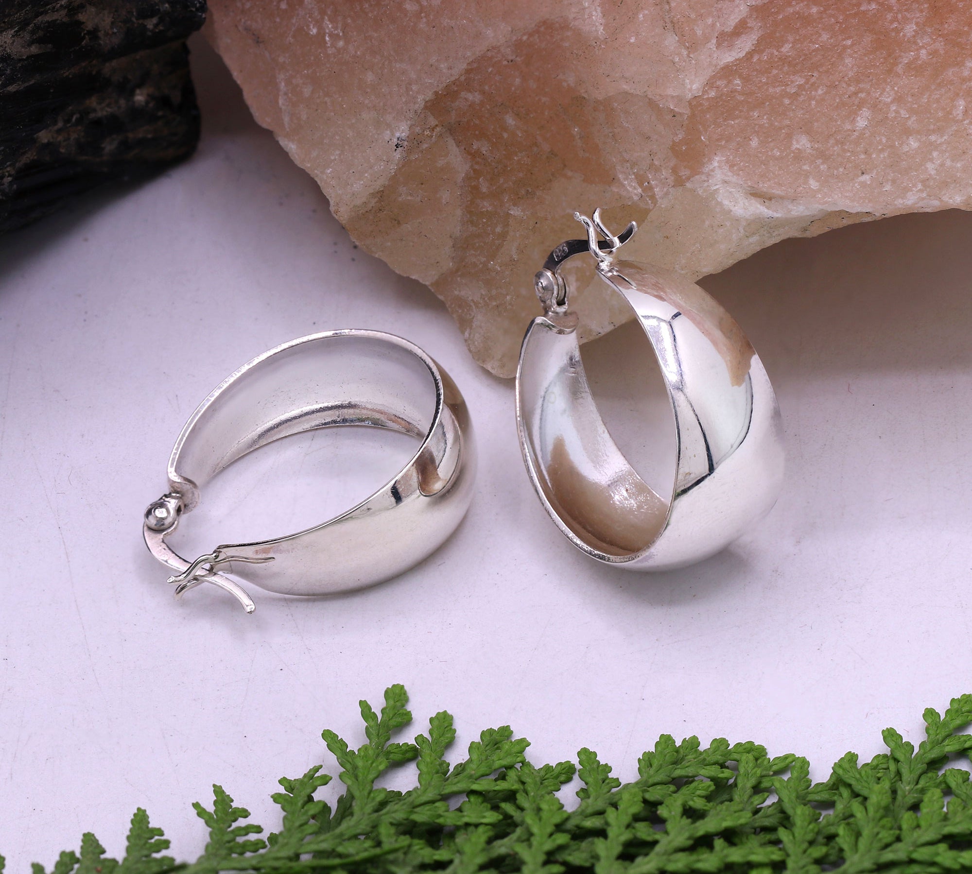 925 Sterling Silver Chunky Hoop Earrings