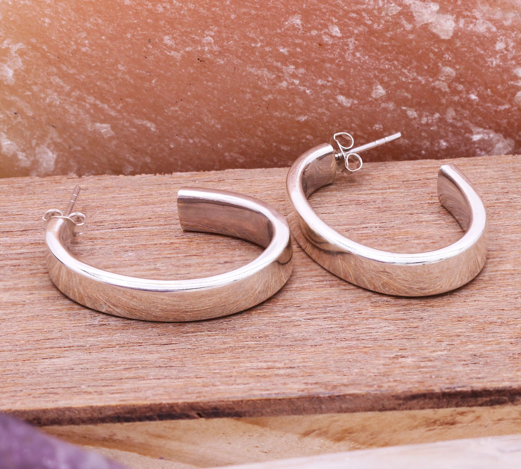 925 Sterling Silver Classic Half Hoop Earring