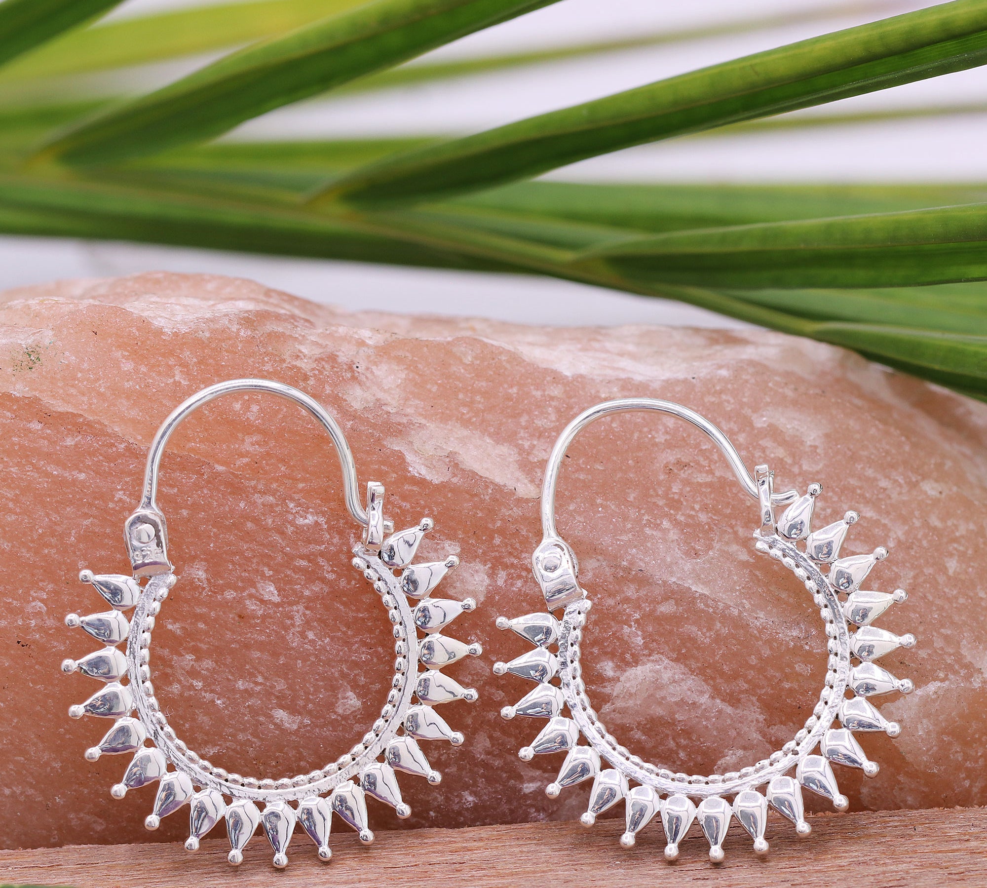 Designer Tribal Hoop 925 Sterling Silver Earrings