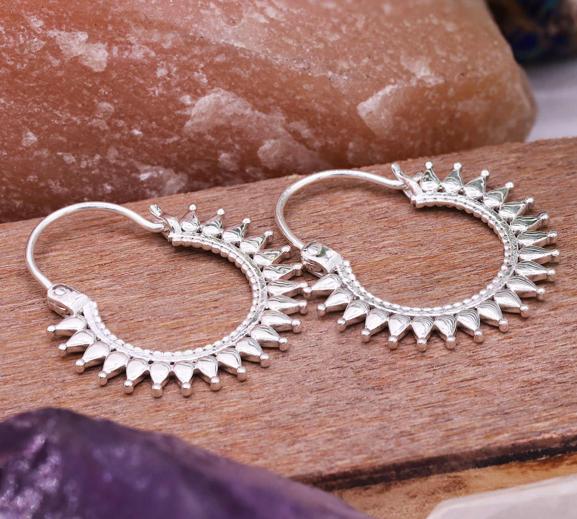 Designer Tribal Hoop 925 Sterling Silver Earrings