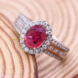 Designer Natural Ruby Gemstone With Diamond 18k White Gold Ring