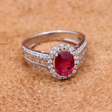 Designer Natural Ruby Gemstone With Diamond 18k White Gold Ring