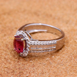 Designer Natural Ruby Gemstone With Diamond 18k White Gold Ring