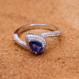 Unique Natural Blue Sapphire Gemstone With Diamond 18k White Gold Ring