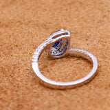 Unique Natural Blue Sapphire Gemstone With Diamond 18k White Gold Ring