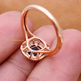 Natural Blue Sapphire Gemstone With Diamond 18k Rose Gold Ring