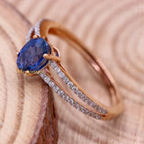 Natural Blue Sapphire Gemstone With Diamond 18k Rose Gold Ring