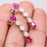 Natural Ruby Gemstone With Diamond 18k White Gold Drop Earring